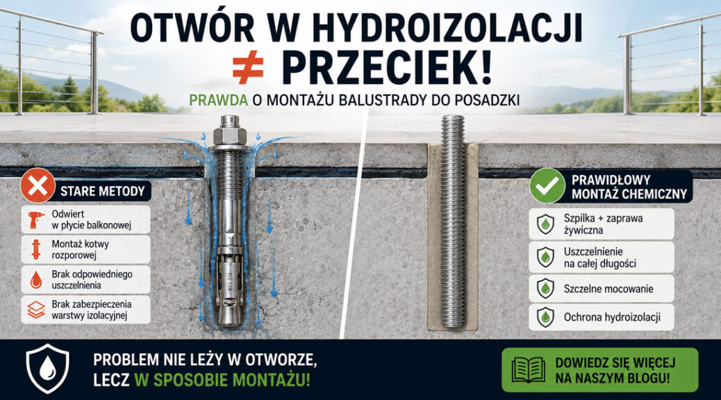 montaż balustrady do posadzki